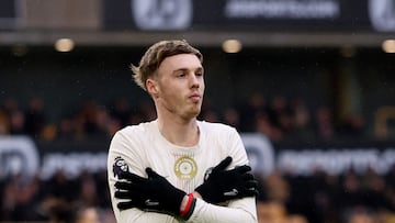 Cole Palmer celebra uno de sus goles contra el Wolverhampton.