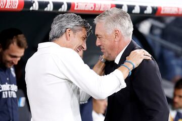 Imanol Alguacil y Carlo Ancelotti, entrenadores de la Real Sociedad y Real Madrid respectivamente.