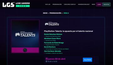 Página de inscripción de una de las sesiones.