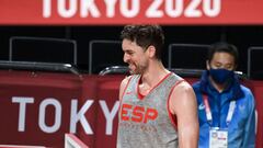 Pau Gasl, en un entrenamiento en el Saitama Arena.