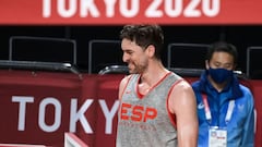 Pau Gasl, en un entrenamiento en el Saitama Arena.