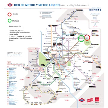 Mapa del Metro de Madrid durante la Cumbre de la OTAN.