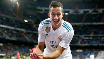 Lucas Vázquez, tras marcar el 1-0 en el Real Madrid-Numancia.