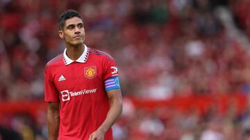 MANCHESTER, ENGLAND - JULY 31: Raphael Varane of Manchester United  during the pre-season friendly between Manchester United and Rayo Vallecano at Old Trafford on July 31, 2022 in Manchester, England. (Photo by Matthew Ashton - AMA/Getty Images)