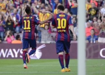 Celebración del gol de Neymar.