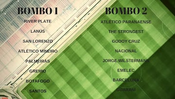 Equipos clasificados a los octavos de final de la Copa Libertadores y su situaci&oacute;n en el sorteo.