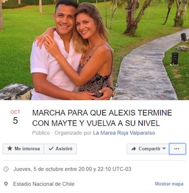 Convocan una marcha para que Alexis Sánchez y su novia rompan