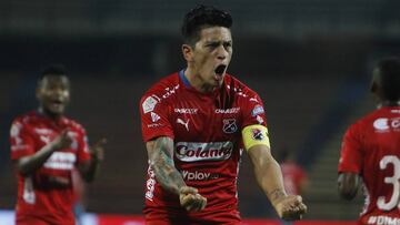 German Cano celebra un gol ante Unión Magdalena