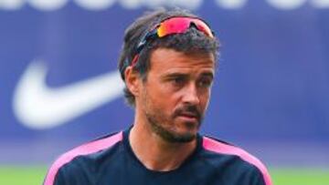Luis Enrique, en un entrenamiento del Barcelona.