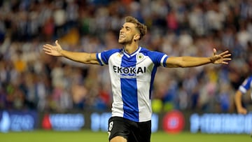 Galvañ celebra el primer gol del Hércules.