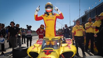 Álex Palou, celebrando en el GP de Alabama.