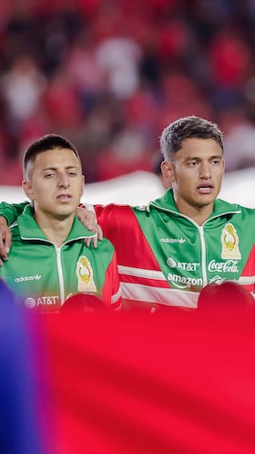 (L-R), Roberto Alvarado, Eduardo Aguila, Obed Vargas, Brian Gutierrez of Mexico during 2026 International Friendly match between Panama and Mexico (Mexican National team) at Rommel Fernandez Stadium, on January 22, 2026 in Ciudad de Panama, Panama..