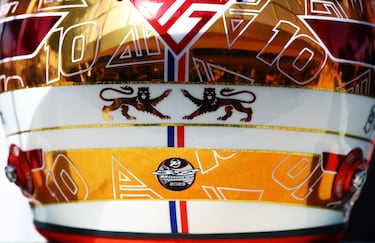 Detalle del casco de Pierre Gasly.