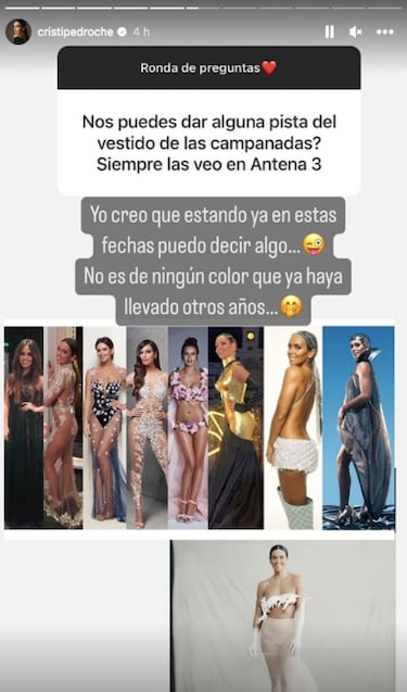 La pista de Cristina Pedroche sobre su vestido de las Campanadas: “No es de un color que haya llevado”