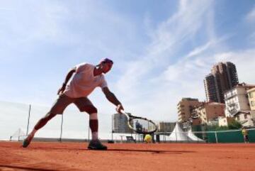 Rafa Nadal durante los entrenamientos para el Masters 1000 Montecarlo en Monaco