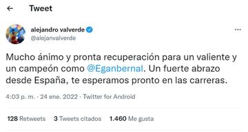 El mensaje de Alejandro Valverde a Egan Bernal