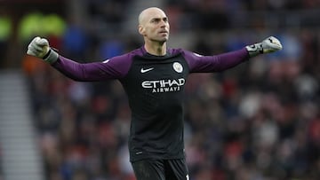 Willy Caballero con el Manchester City. 