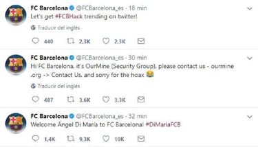 Hackean cuenta de Twitter del Barça con anuncio de Di María