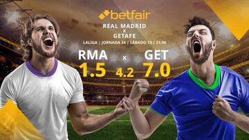 Real Madrid CF vs. Getafe CF: alineaciones, horario, TV, estadísticas y pronósticos