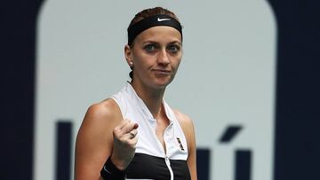 Kvitova celebra uno de sus puntos.