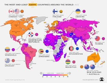 Finlandia es el país más feliz del mundo y Afganistán el más infeliz.