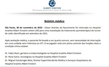 Reporte médico de Pelé.