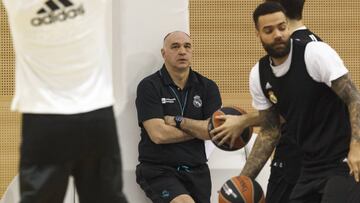 Pablo Laso, entrenador del Real Madrid, durante un entrenamiento.