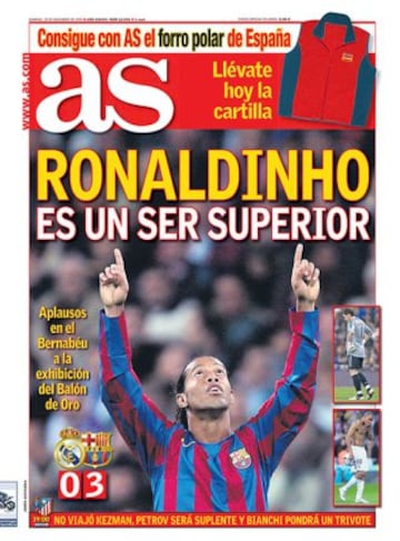 There was only one 'Superior being' at the Bernabéu during the November 2005 Clásico - Barcelona's Ronaldinho was on target twice in the 0-3 win.