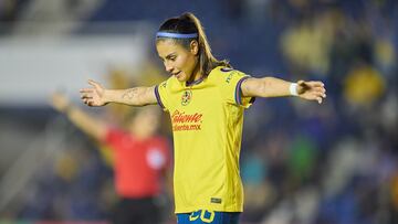 Karen Luna celebrates her goal 1-0 of America during the 3rd round match between America and Santa Fe de Panama as part of the Concacaf W Champions Cup at Ciudad de los Deportes Stadium on September 19, 2024 in Mexico City, Mexico.