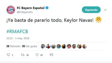 Bayern's Spanish Twitter: "Stop saving everything Keylor Navas!"