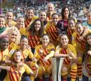 La celebración de las jugadoras del Barça tras conseguir la Supercopa