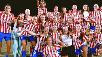 Las jugadoras del Atlético, celebrando la clasificación a cuartos de final de Copa de la Reina.
