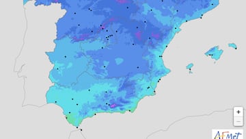 AEMET avisa de la llegada de un frente frío con nevadas y bajas temperaturas: los lugares más afectados