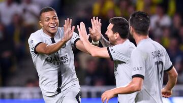 30 Lionel Leo MESSI (psg) - 07 Kylian MBAPPE (psg) during the Ligue 1 Uber Eats match between Nantes and Paris at Stade de la Beaujoire on September 3, 2022 in Nantes, France. (Photo by Philippe Lecoeur/FEP/Icon Sport via Getty Images) - Photo by Icon sport