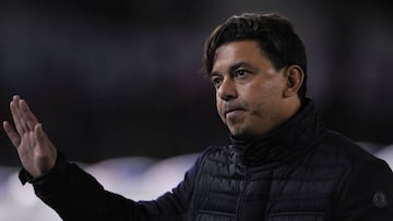 River Plate's coach Marcelo Gallardo gestures at the end of the Argentina First Division football match against Racing at the Antonio Vespucio Liberti stadium in Buenos Aires, on June 18, 2017. / AFP PHOTO / Alejandro PAGNI