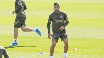 Luis Suárez, en el entrenamiento del Atlético.