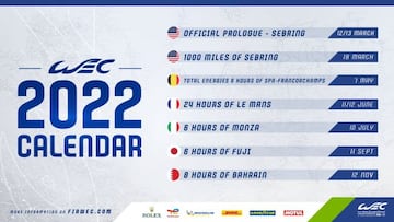 Calendario del WEC 2022.