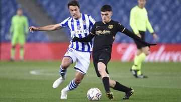 Pedri, en el partido ante la Real Sociedad.