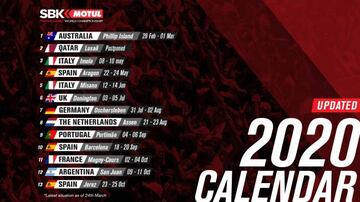 As&iacute; queda el calendario del Mundial de SBK por el momento.