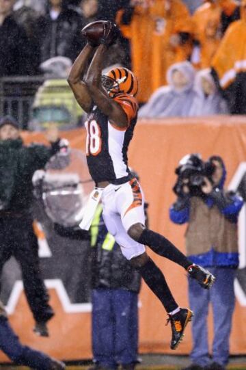 A.J. Green, receptor de los Bengals, es un monstruo. Tiene todo lo que debe tener un WR para tener ventaja sobre los defensas. Es fuerte, es rápido, tiene un potente salto y una de las manos más seguras de la NFL. Sus 5 recepciones para 71 yardas y 1 TD, que culminaba la remonatada de los Bengals a falta de menos de dos minutos, nos muestran el buen jugador que es.