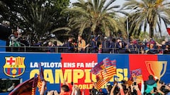 Barça's open-top bus parade after Liga-Copa double