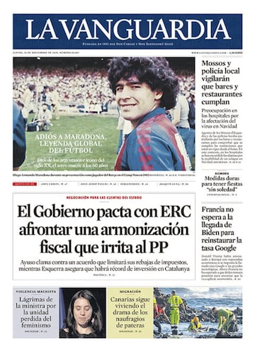 Así vivió la prensa internacional el fallecimiento de Maradona: algunas portadas pasarán a la historia