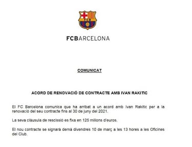 Ivan Rakitic extends Barcelona contract to 2021