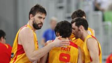 Marc Gasol, Ricky Rubio, Rudy Fernández y Víctor Claver en el Eurobasket 2013.