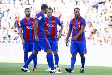 Ronaldinho, Rivaldo, Menideta y Giuly. 