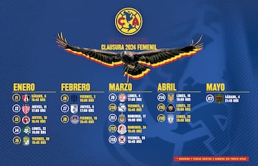 Calendario completo del América Femenil para el Clausura 2024