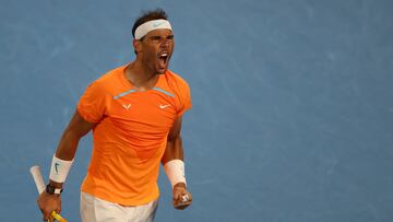 Tennis - Australian Open - Melbourne Park, Melbourne, Australia - January 18, 2023 Spain's Rafael Nadal reacts during his second round match against Mackenzie Mcdonald of the U.S. REUTERS/Hannah Mckay