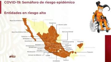 Mapa del Sem&aacute;foro Epidemiol&oacute;gico en M&eacute;xico del 14 al 19 de septiembre