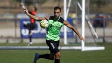Juan Cala, en un entrenamiento con el Getafe.