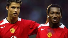 Cristiano Ronaldo y Eric Djemba Djemba durante su &eacute;poca en el Manchester United.